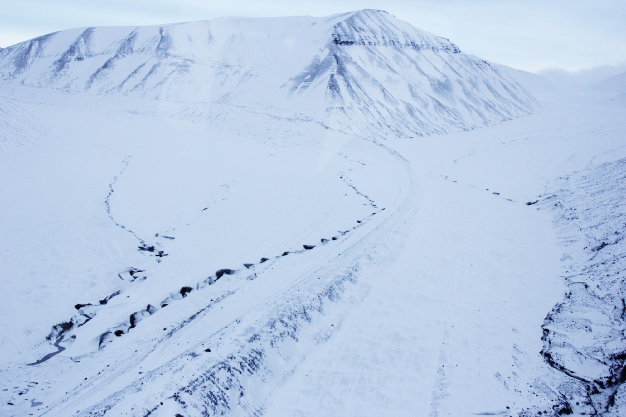 Kokbreen opp mot nord. Foto: Sysselmesteren på Svalbard.